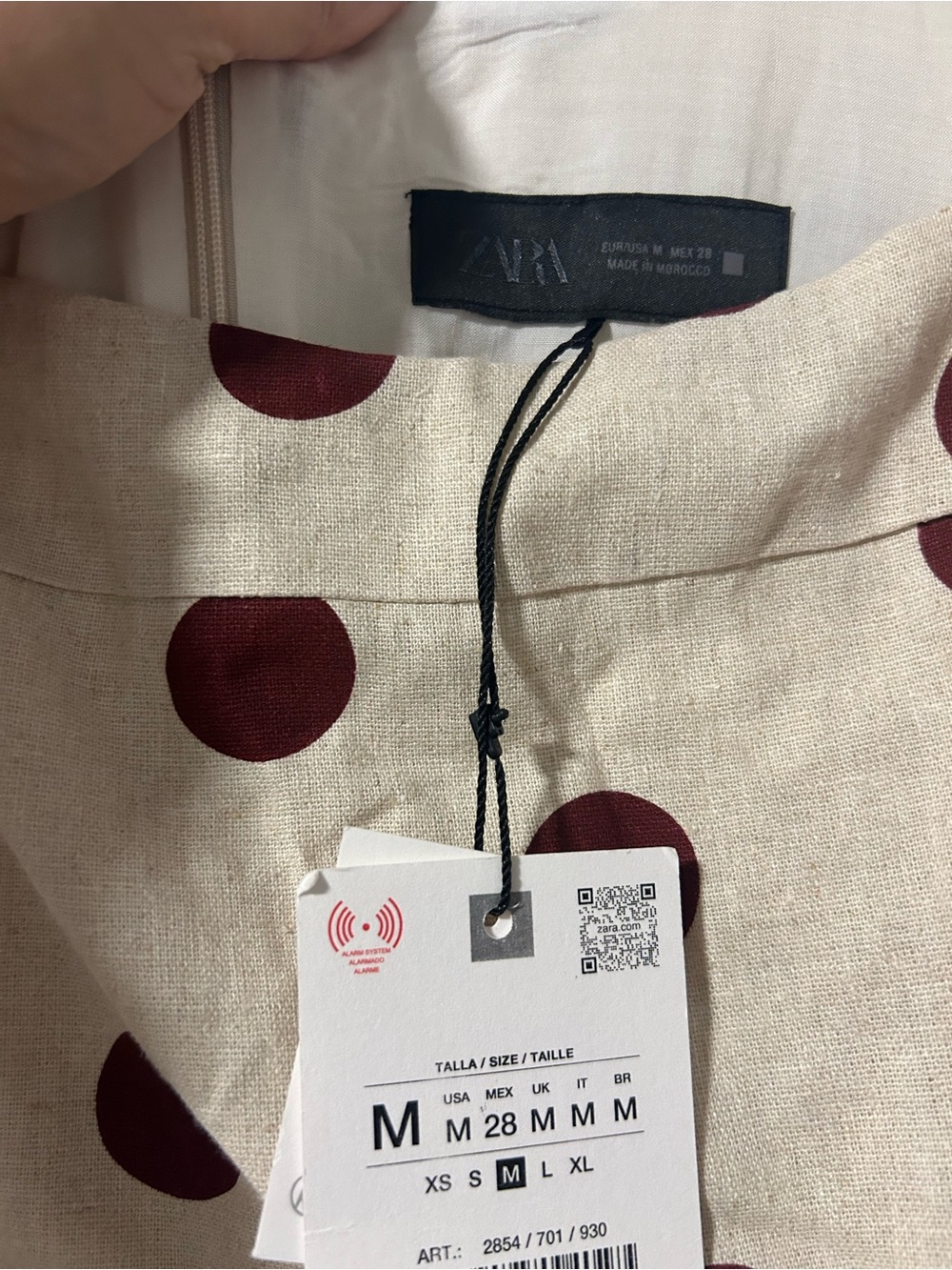 ZARA LINEN BLEND POLKA DOT MIDI DRESS - Picture 8 of 8